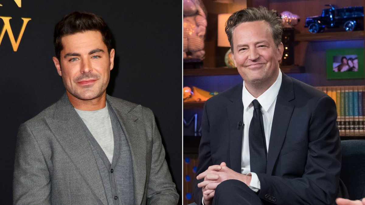 A split image. On the left is Zac Efron. On the right is Matthew Perry.