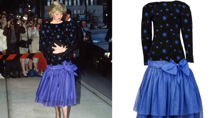 Плахна синя вечерна рокля, носена от принцеса Даяна, беше продадена