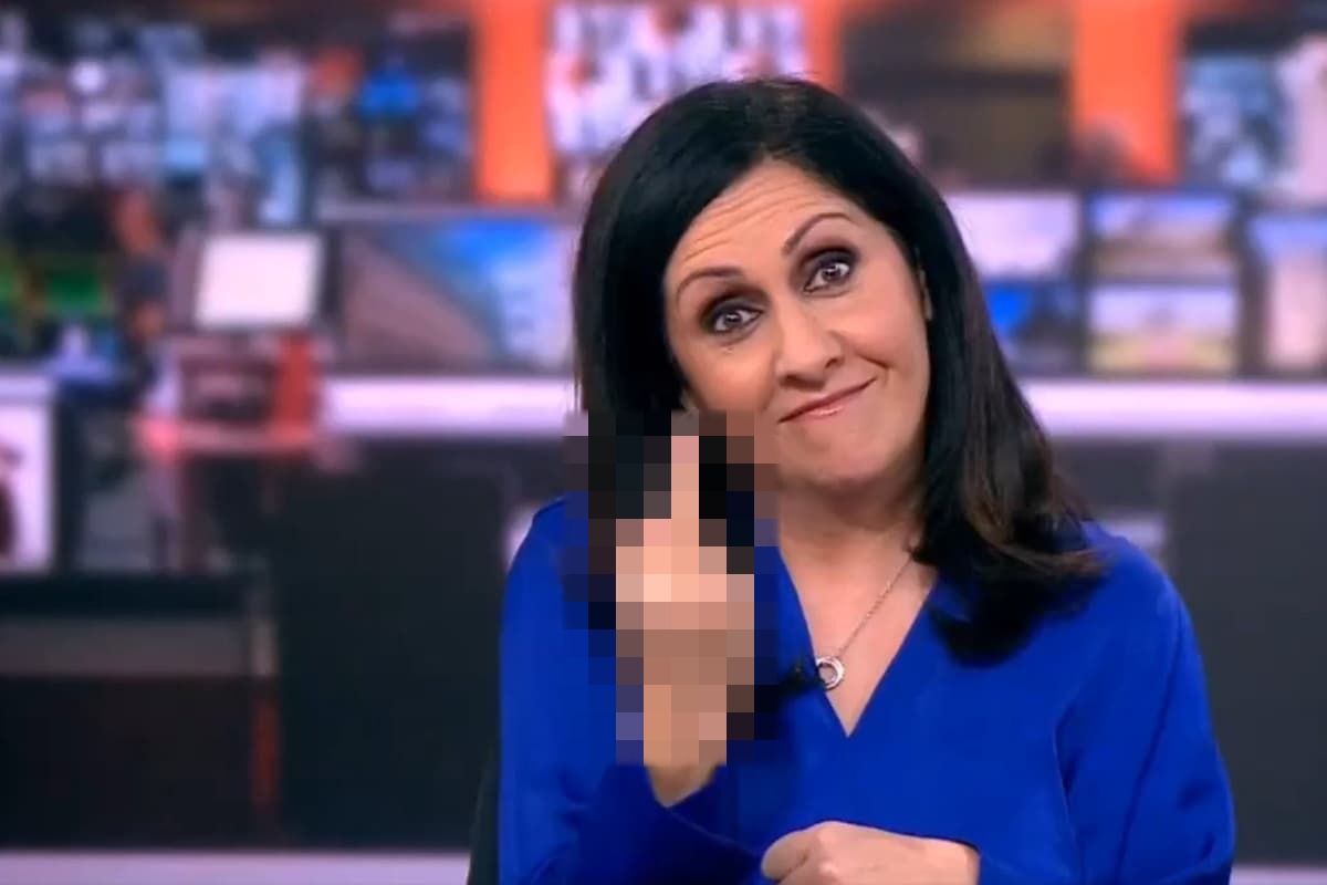 The BBC's Maryam Moshiri says she was getting ready for a live broadcast and was doing a pretend countdown with her fingers.