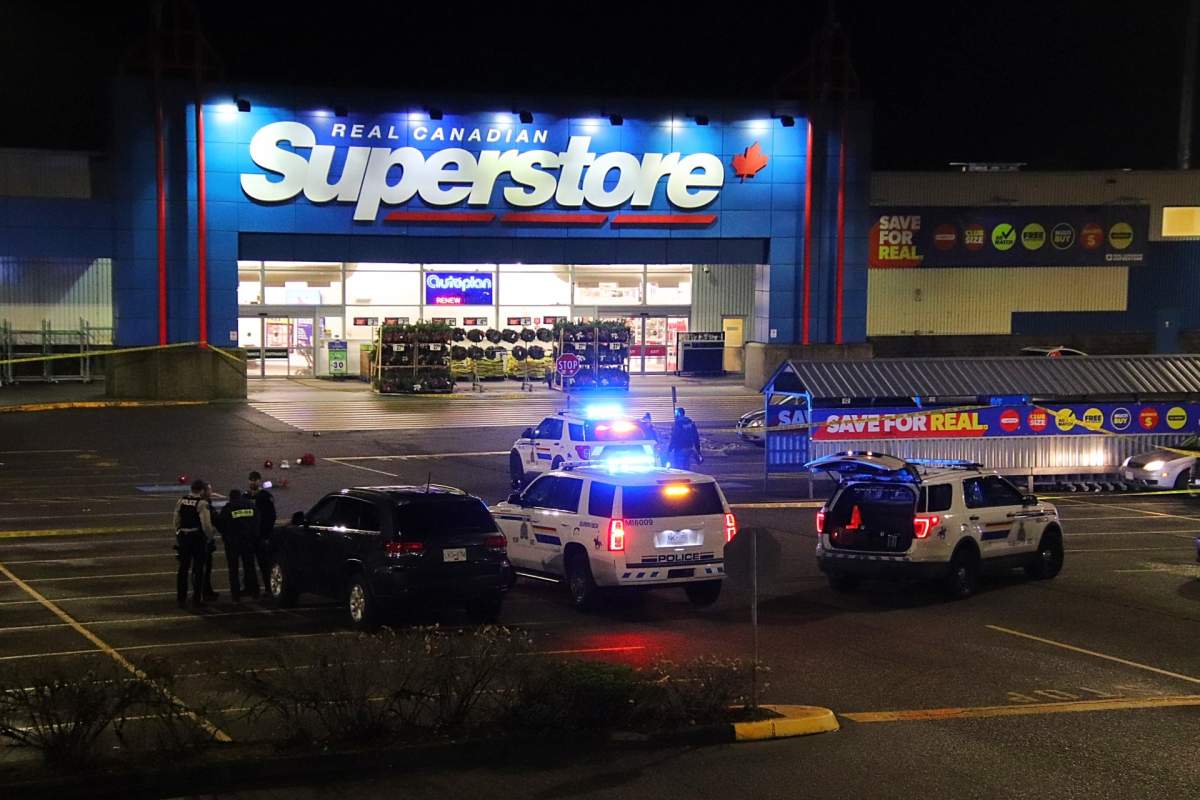 A man was shot outside the Superstore in Mission, B.C., Wednesday.