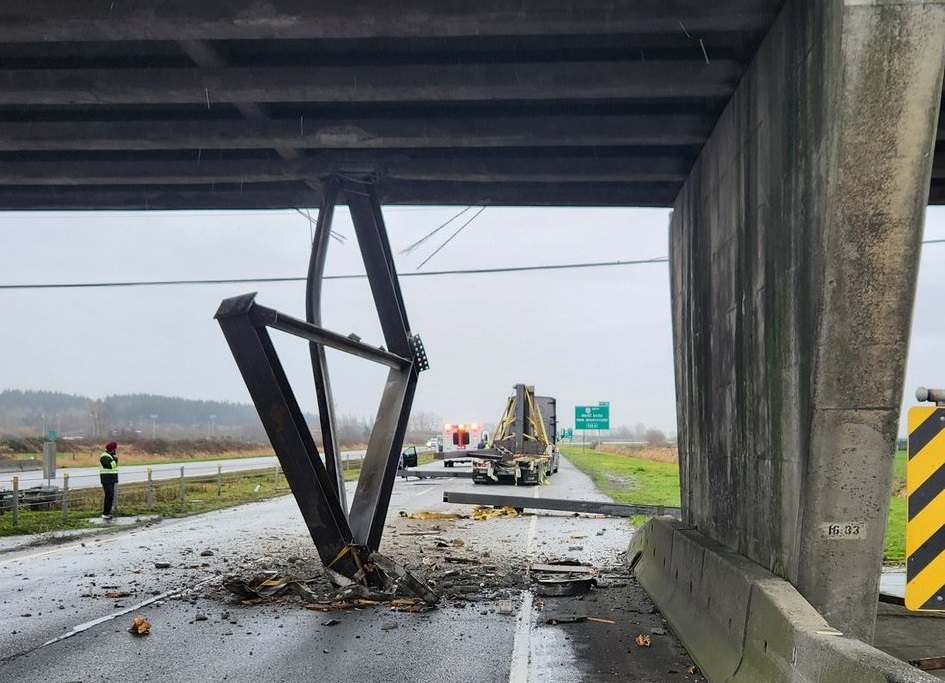 Hover and out! Trucker jams pricey chopper under Louisiana overpass