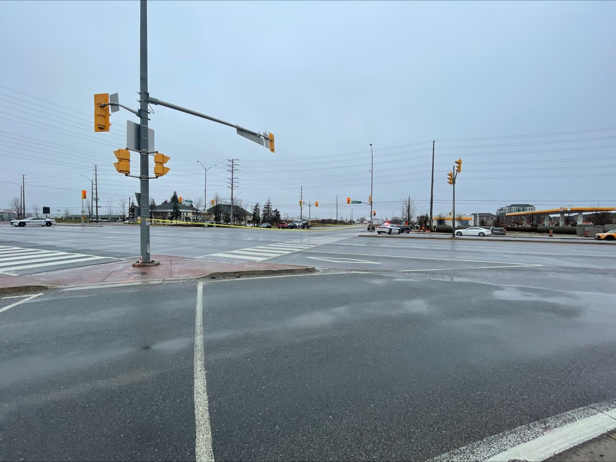 The scene of a collision in Brampton, Ont., on Dec. 28, 2023.