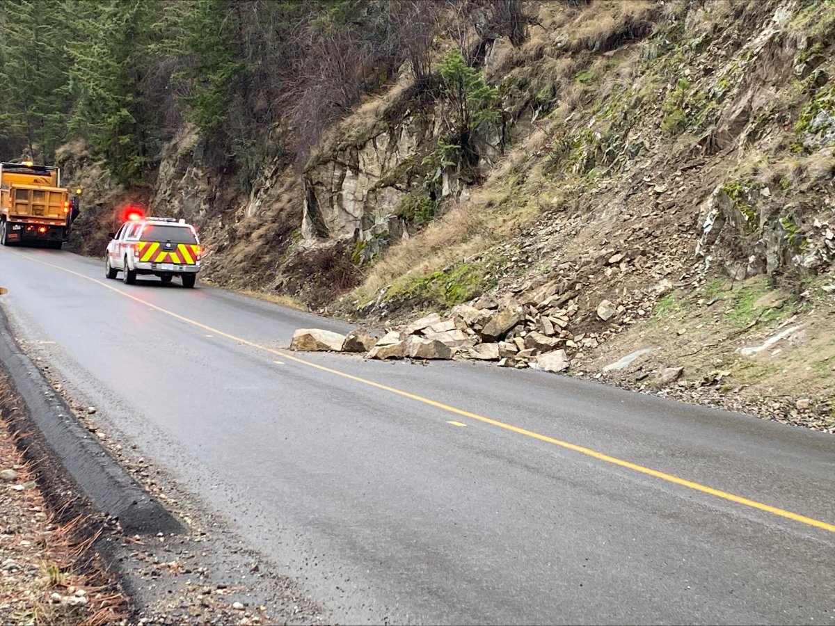 A rockslide along Westside Road south of the La Casa development has brought down debris onto the road, causing minor delays for drivers.