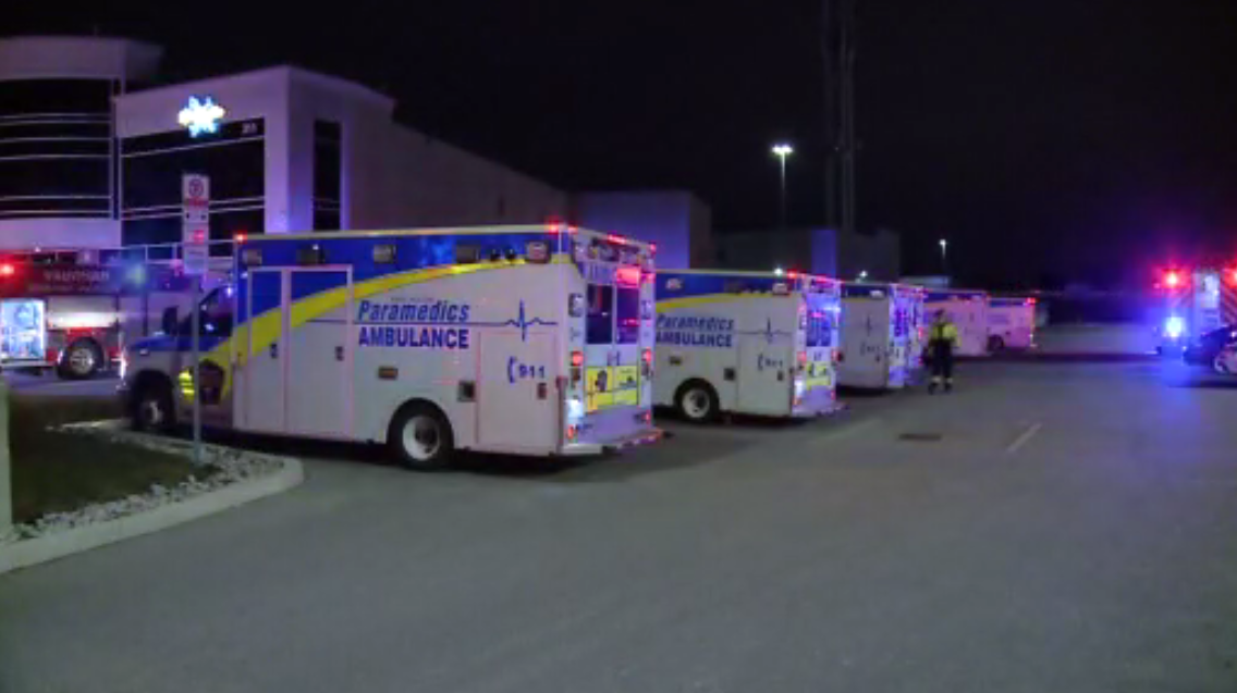 Paramedics are seen at Splashville at 311 Cityview Boulevard in Vaughan.