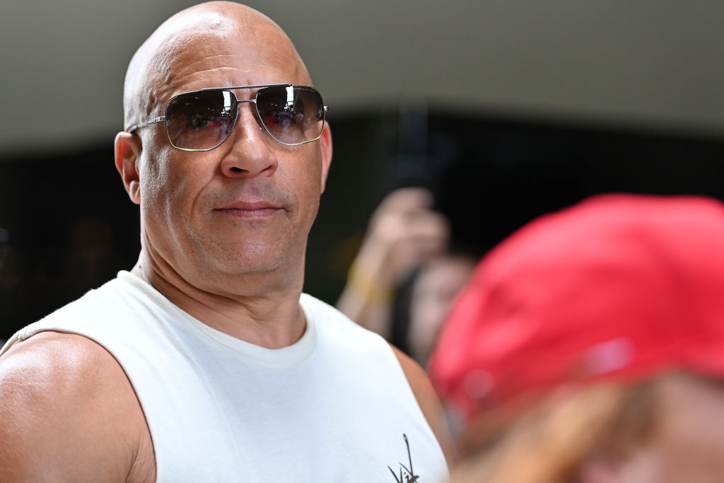 Vin Diesel is seen during the F1 Grand Prix of Miami at Miami International Autodrome on May 7, 2023 in Miami, Florida
