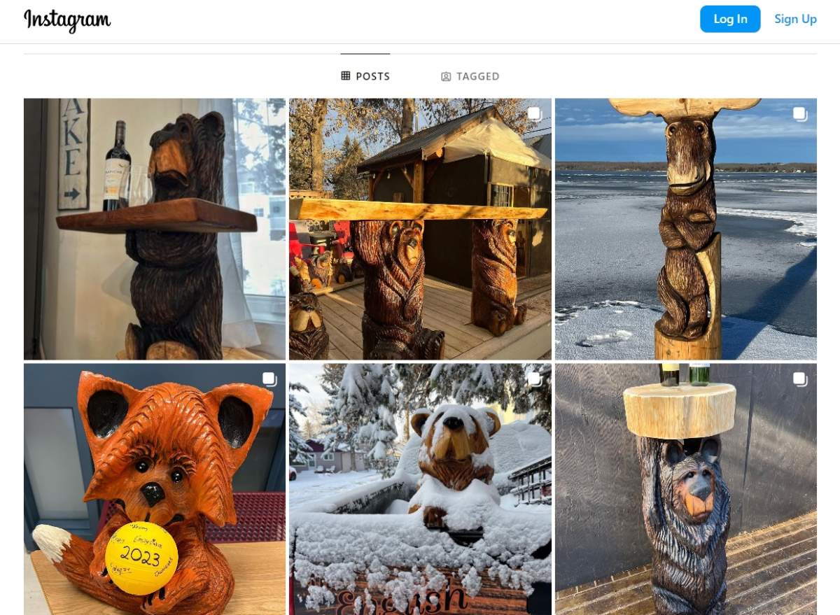 Instagram feed of Peter Bennett's wood carvings.