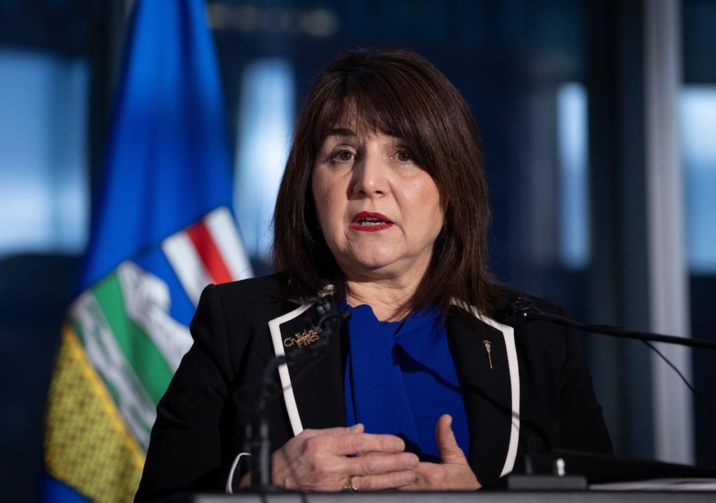 Adriana LaGrange, Minister of Health for Alberta, makes a health care announcement in Calgary on Thursday, Dec. 21, 2023.