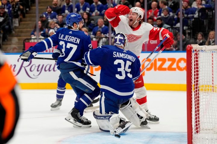 Red Wings send Maple Leafs to third straight loss