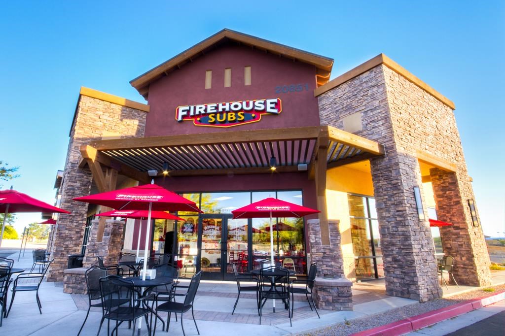 A exterior of a Firehouse Subs restaurant is shown in this undated handout image. Sandwich chain Firehouse Subs will offer $100,000 in cash to current or former first responders or veterans who agree to open one of its restaurants.