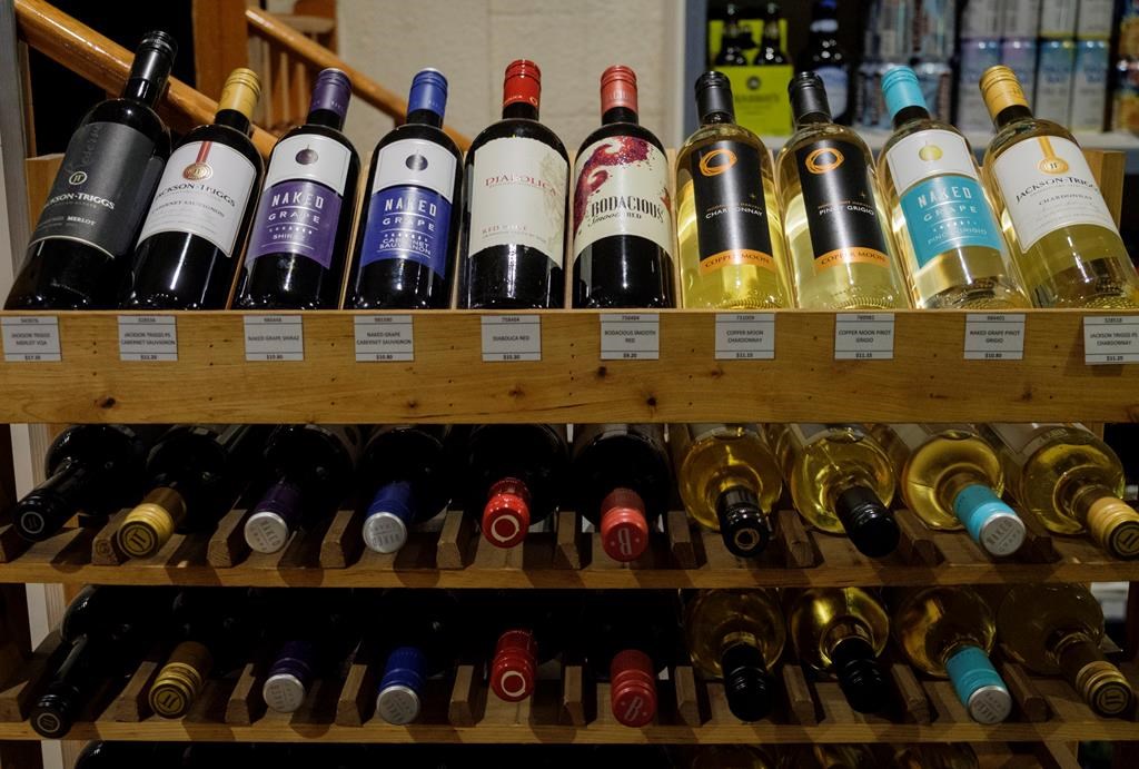 Odd Bins' own brand white wine on display in a store. (Newscast