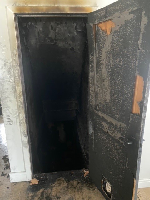 Basement doorway after a fire in the basement of a home on the 300 block of Anderson Crescent.