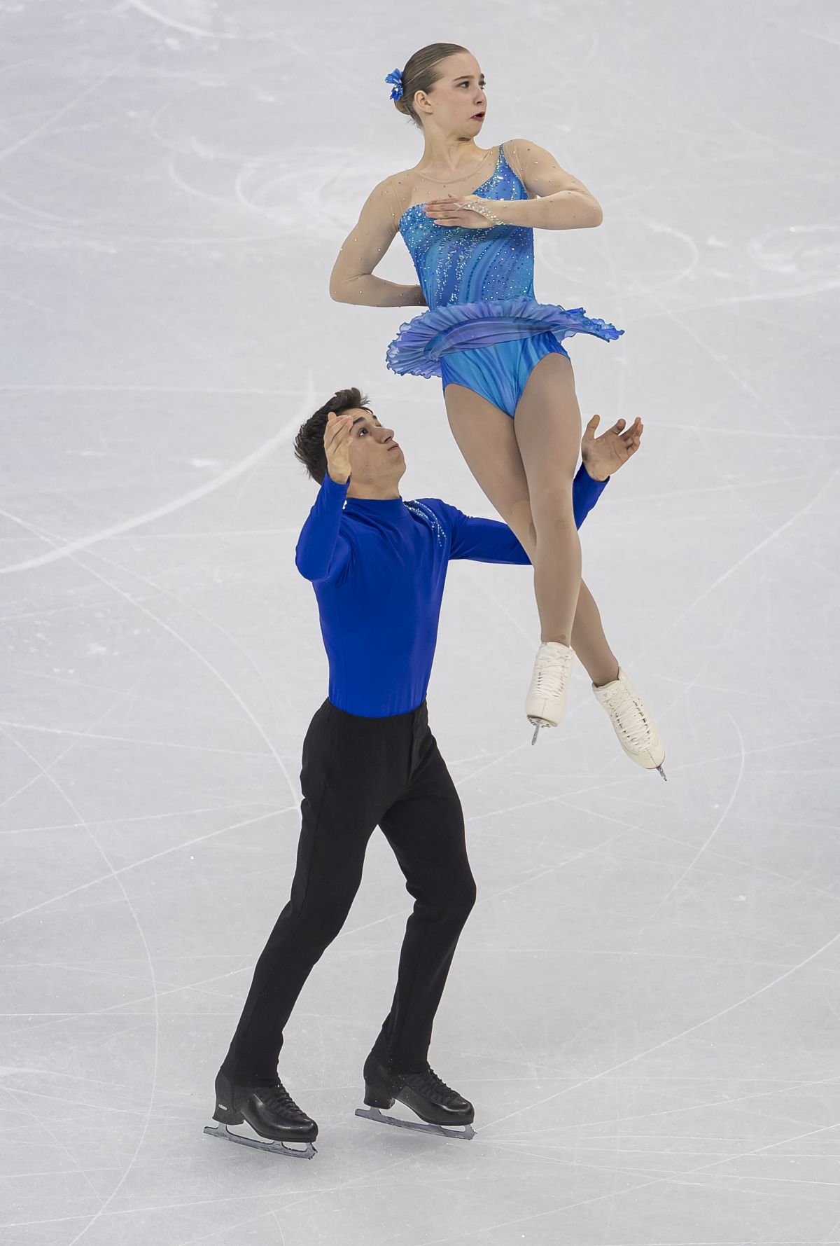 Canada's Annika Behnke and Kole Sauve compete during their routine in the Figure Skating Pair Skating - Free Skating at the Gangneung Ice Arena during the Winter Youth Olympic Games in Gangneung, Gangwon Province, South Korea Monday, Jan. 29, 2024.