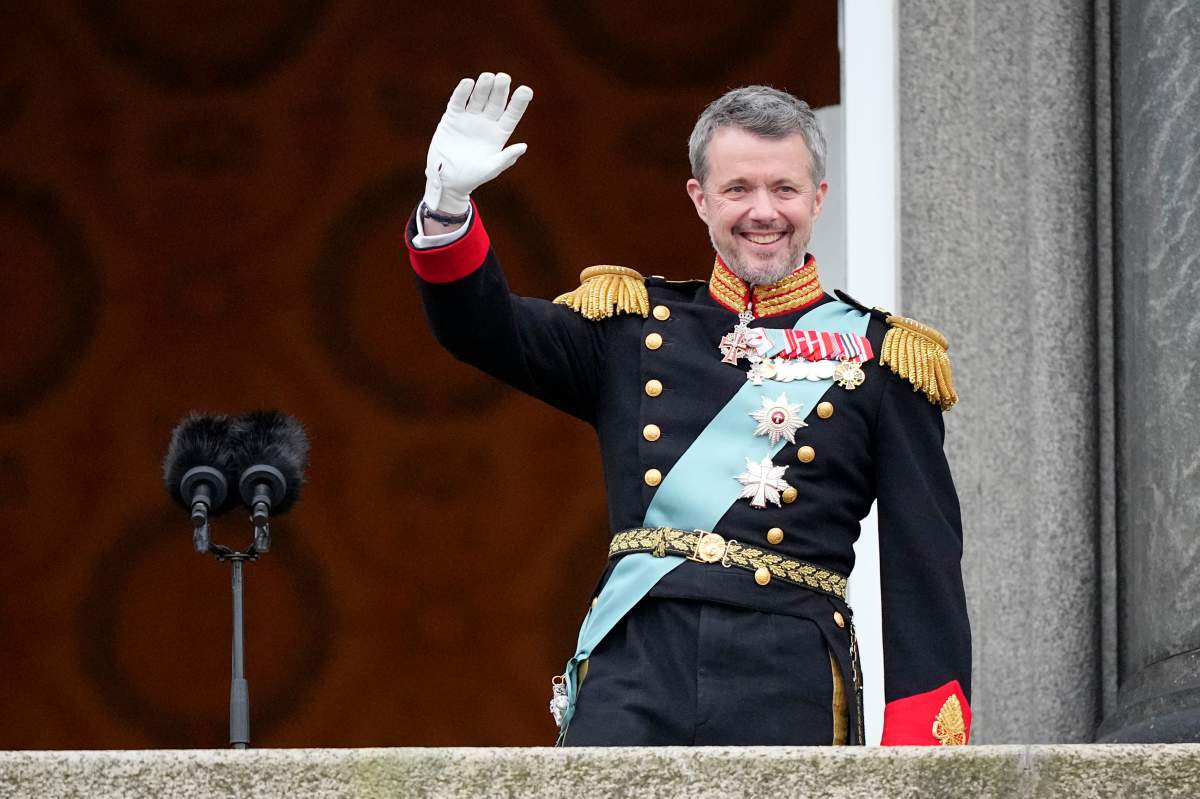 Denmark’s King Frederik X waves from the balcony of Christiansborg Palace in Copenhagen, Denmark, Sunday, Jan. 14, 2024. Queen Margrethe II has become Denmark’s first monarch to abdicate in nearly 900 years when she handed over the throne to her son, who has become King Frederik X.
