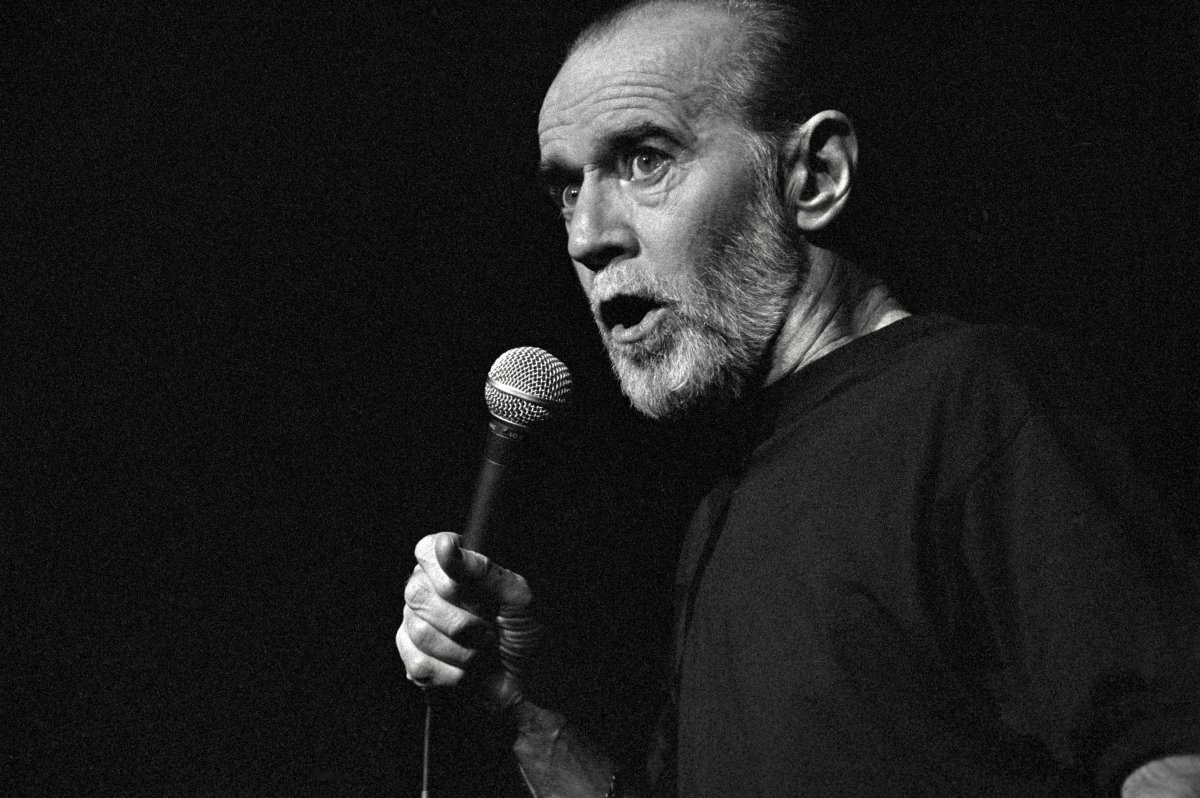 George Carlin performs a standup routine at the Cheyenne Civic Center on June 1, 1992 in Cheyenne, Wyoming.