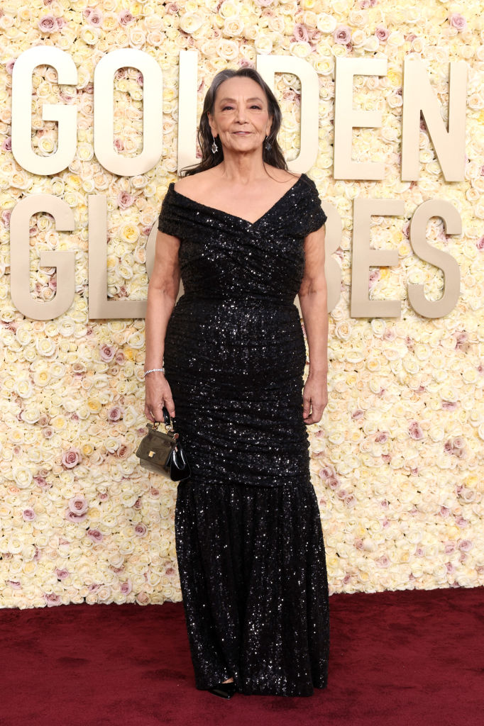 Tantoo Cardinal attends the 81st Annual Golden Globe Awards at The Beverly Hilton on January 07, 2024 in Beverly Hills, California.