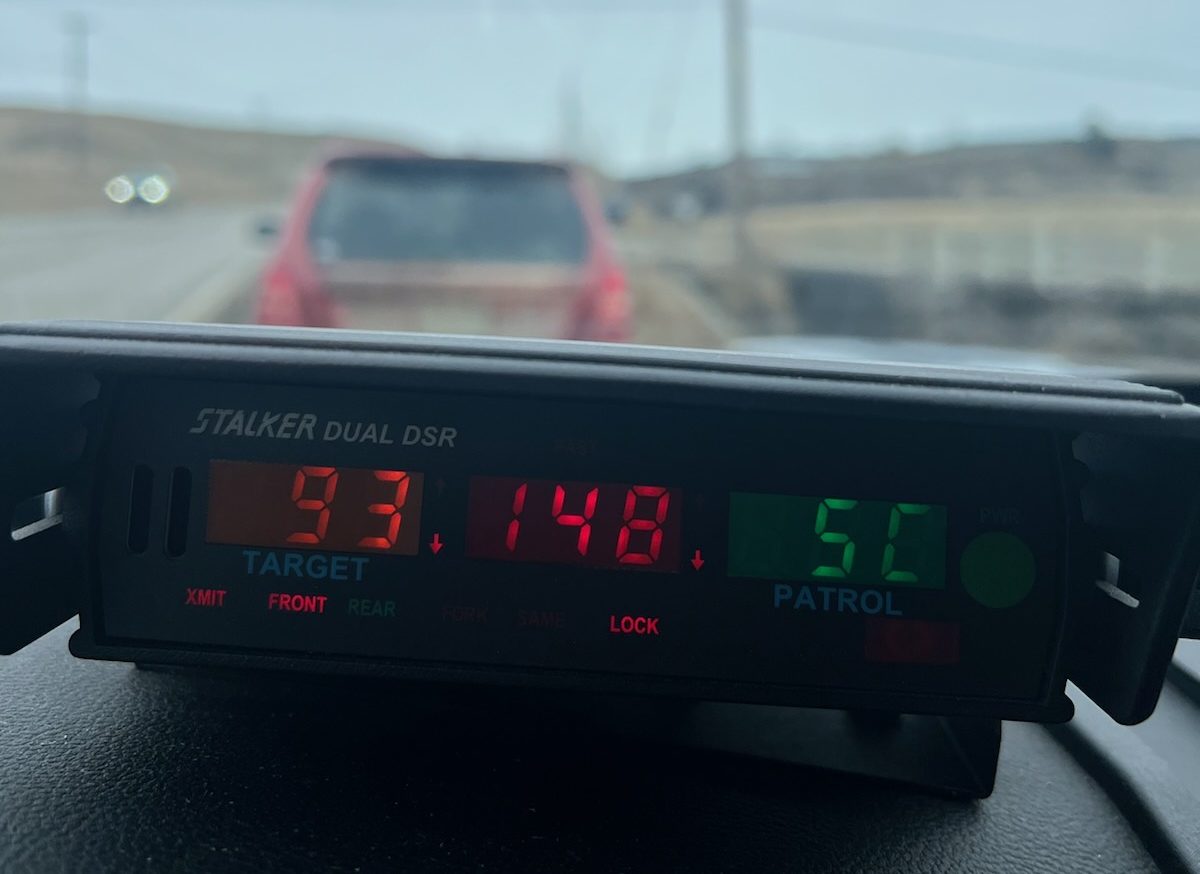 On Jan. 5 just before 1 p.m., members of the Kelowna BC Highway Patrol clocked a red Subaru cruising at 148 kilometres per hour in a 60-kilometre zone.