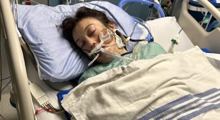 Kelsey Johnston in the ICU at Edmonton's Misericordia Hospital after a fire at her apartment building at 10745 79 Ave. on Friday, Jan. 26, 2024.