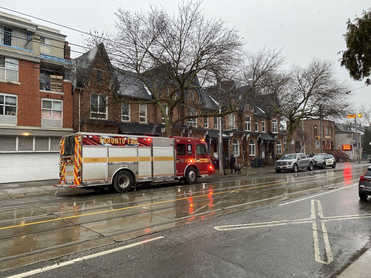 Toronto fire crews arrive at a home on Broadview Avenue on Jan. 9, 2024 for a house fire.