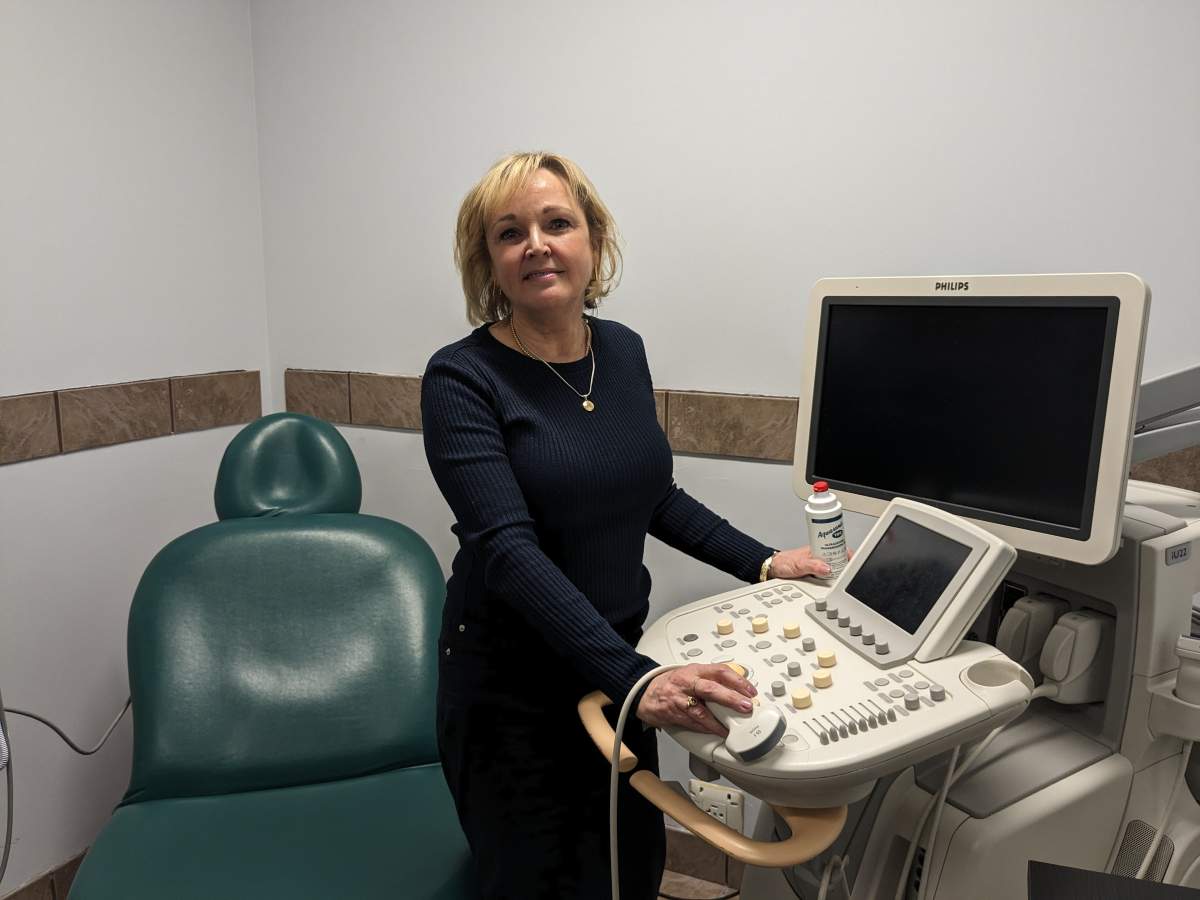 Dr. Lyons in the new obstetrics clinic.