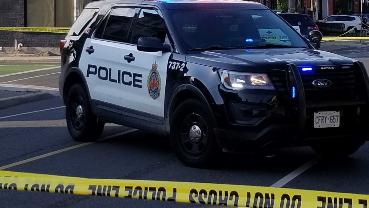 Police investigate a daytime shooting Monday in the area of Grimsby and Britannia Avenues April 22, 2024.
