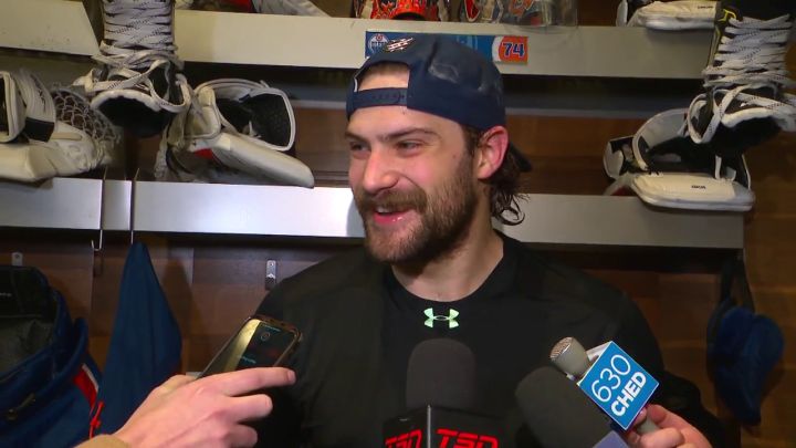 Edmonton Oilers goaltender Stuart Skinner speaks to reporters on Jan. 4, 2024.