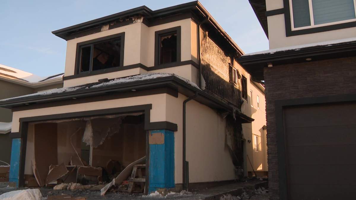 Fire damaged a home at 1915 - 20 Ave. NW in southeast Edmonton's Laurel neighbourhood on Friday, January 26, 2024.