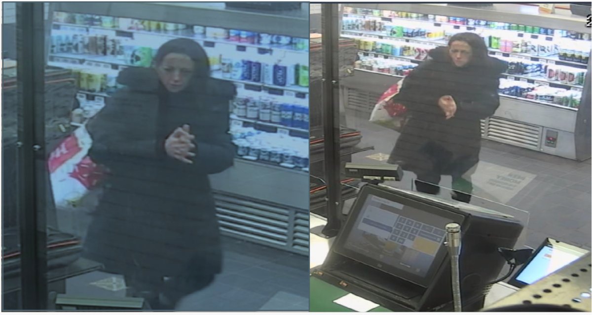 Kingston police are hoping to identify the woman in these pictures after a donation jar was stolen from a city business last month.