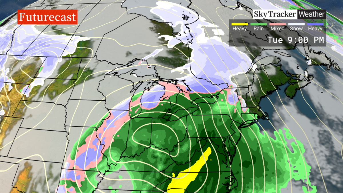 The potential impact of next week’s storm as of 9 p.m. Tuesday, though the track of the system can still change.