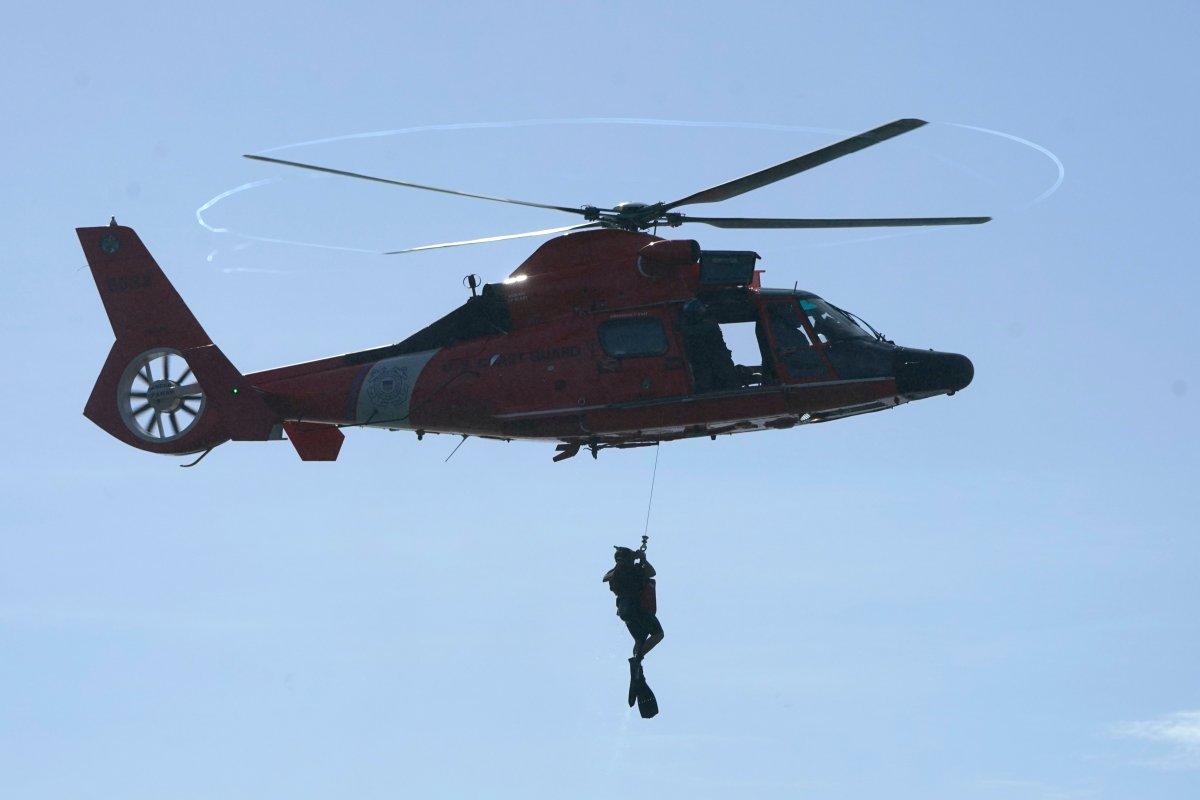 File photo of a U.S. Coast Guard helicopter rescue demonstration in 2022.
