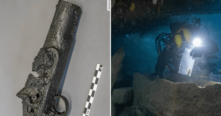 Подводни археолози от Parks Canada работещи в тясно сътрудничество с