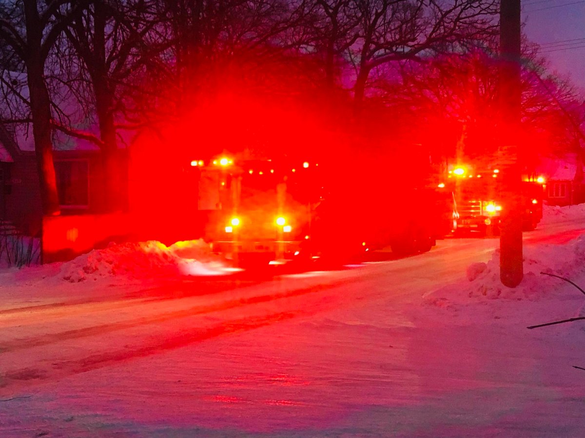Fire trucks at Guildford Street and Bruce Avenue Tuesday morning.