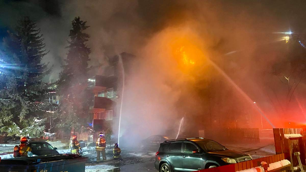 At least seven people have been taken to hospital following a large apartment fire at 10745 79 Ave. in the south Edmonton neighbourhood of Queen Alexandra on Friday, January 26, 2024.
