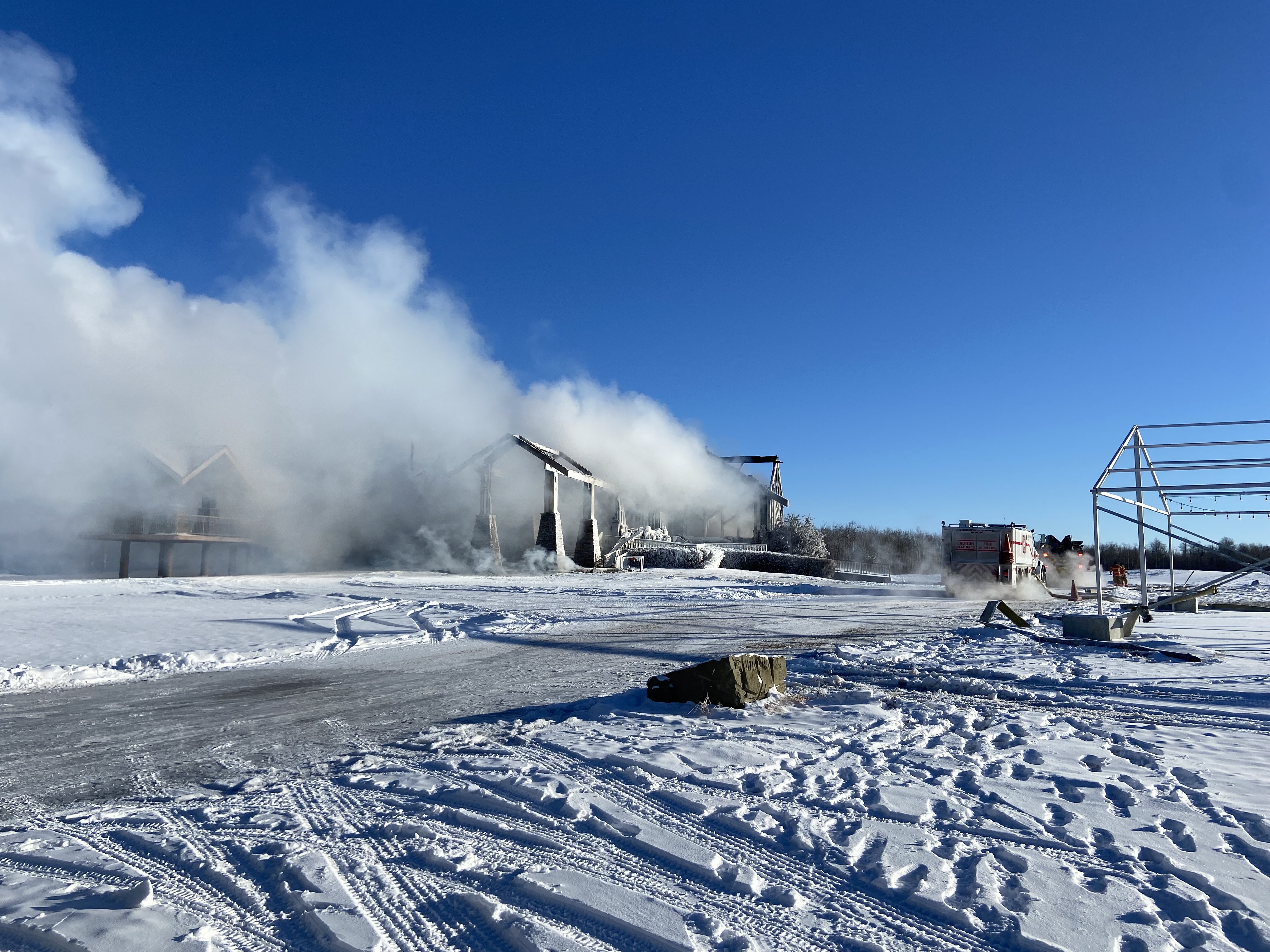 Extreme cold adds challenge for fire crews battling blaze at Northern Bear Golf Course