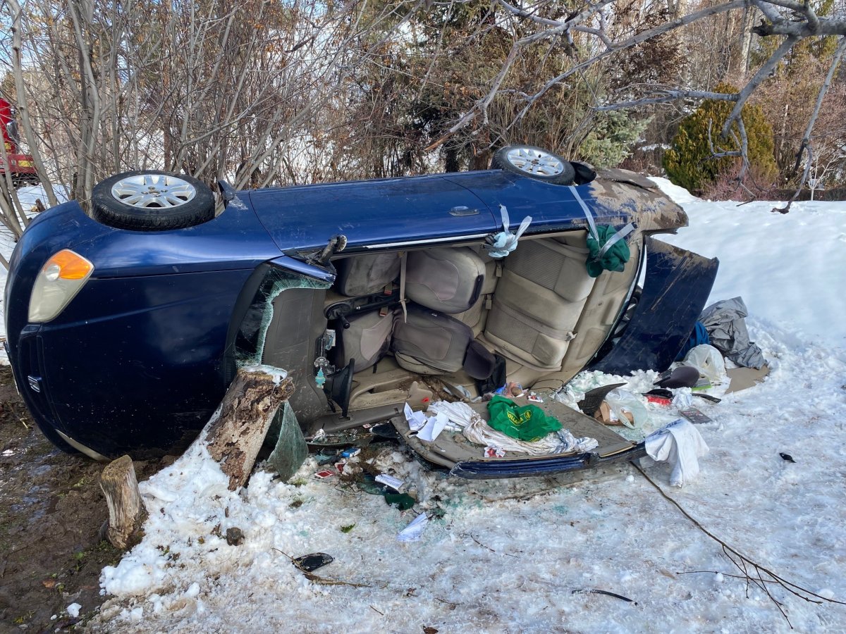 A woman was extricated from a single vehicle crash in Kelowna's Rutland neighbourhood on Tuesday. 