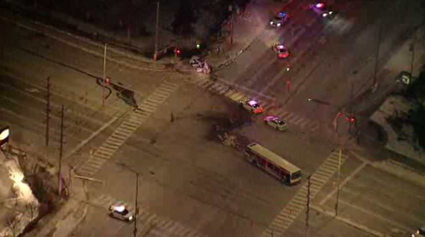 Aerial view of the crash in Mississauga on Jan. 15, 2024.