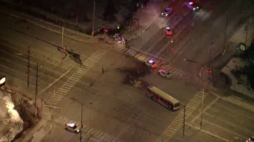 Aerial view of the crash in Mississauga on Jan. 15, 2024.