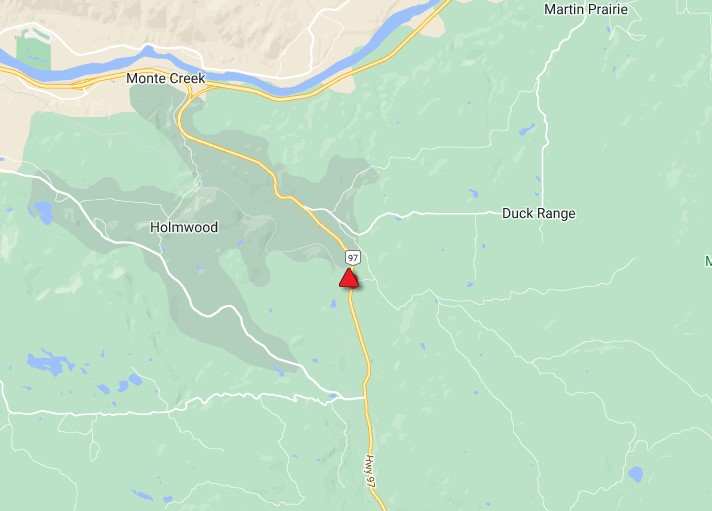 A crash has closed Highway 97 near Monte Lake. 