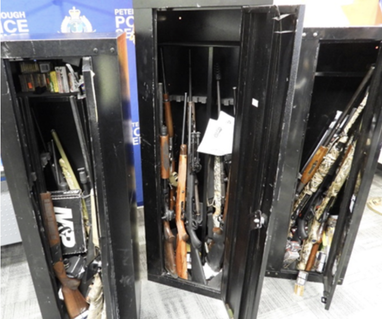 Firearms seized as part of searches of residents in Peterborough and Warkworth on Jan. 31, 2024.