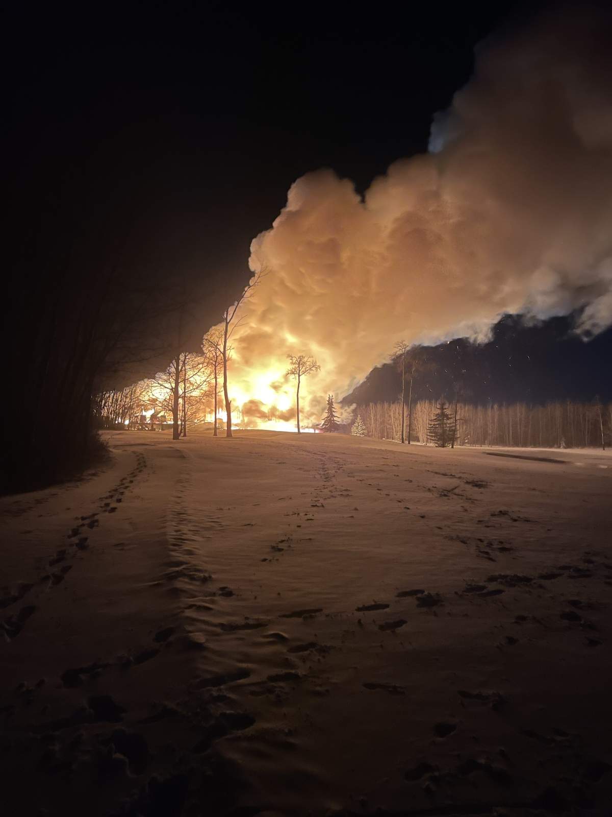The clubhouse at the Northern Bear Golf Course was destroyed by fire Saturday.
