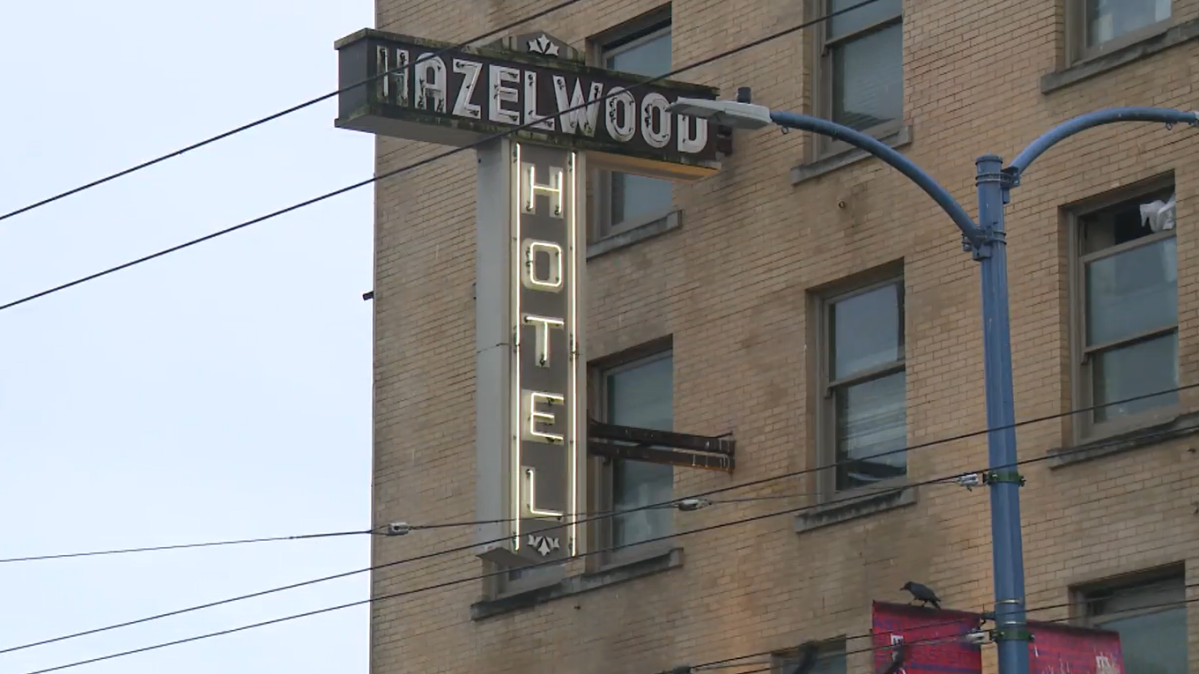 The Hazelwood on East Hastings Street is one of two Atira-run properties that will soon be managed by a new non-profit provider, BC Housing said Wed. Jan. 24, 2024.