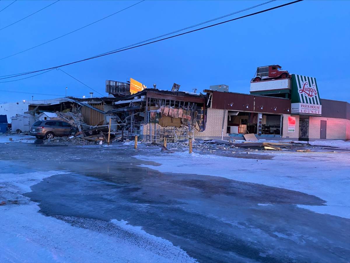 Regina Fire crews are on the scene of a gas line explosion at Luiggi's Past House in Regina.