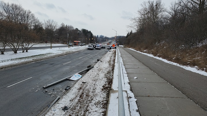 The scene near Burnhamthorpe and Creditview roads in Mississauga Thursday morning.