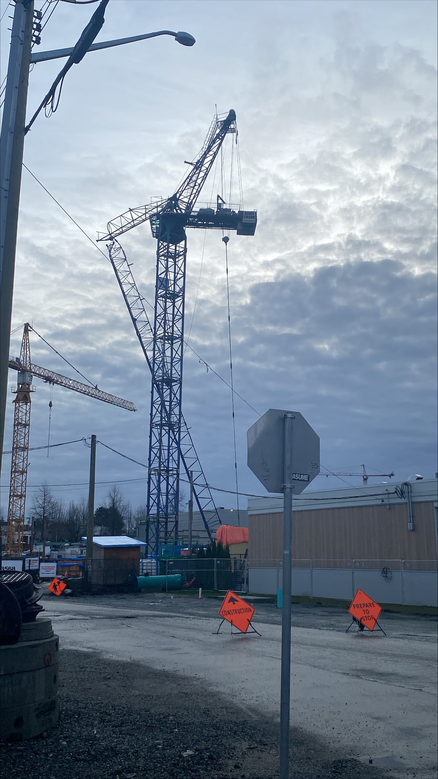 Crane collapses at construction site in Surrey