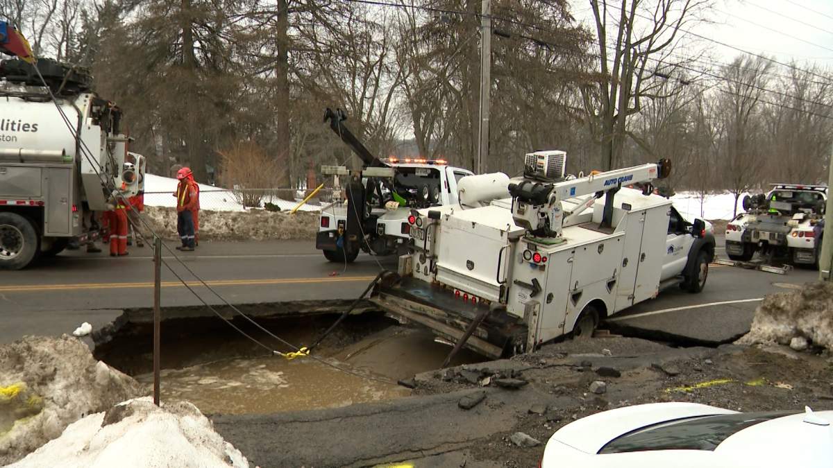A sinkhole that opened up on Sydenham Road in January swallowed a utilities truck.