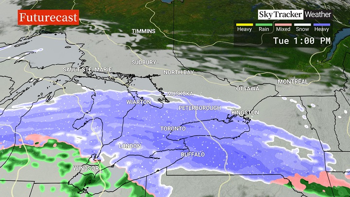 Поредица от сняг се насочи към южната част на Онтарио
