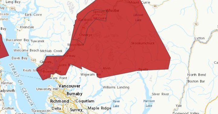 Издадени са предупреждения за снеговалеж за магистрала 99 и магистрала 3, северно от Ванкувър