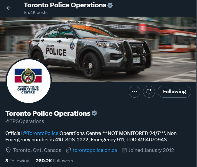 The @TPSOperations X account. Some posts on the account had comments disabled.