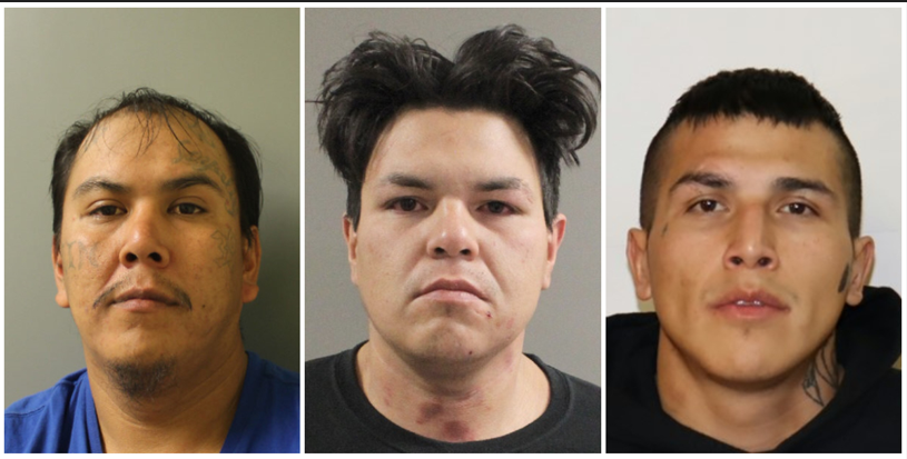 Manitoba First Nations Police are searching for (from left) Gregory Spence, Jesse St. Paul, and Keith Racette in connection with a shooting at Sandy Bay First Nation.