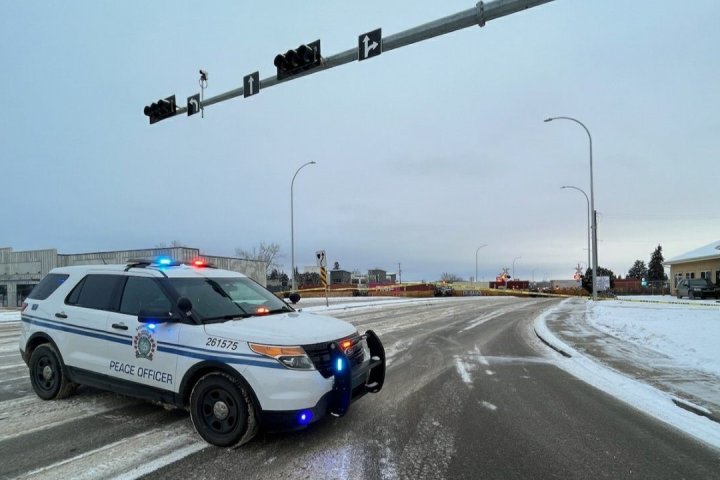 Serious collision between train and vehicle affecting traffic in Stony Plain