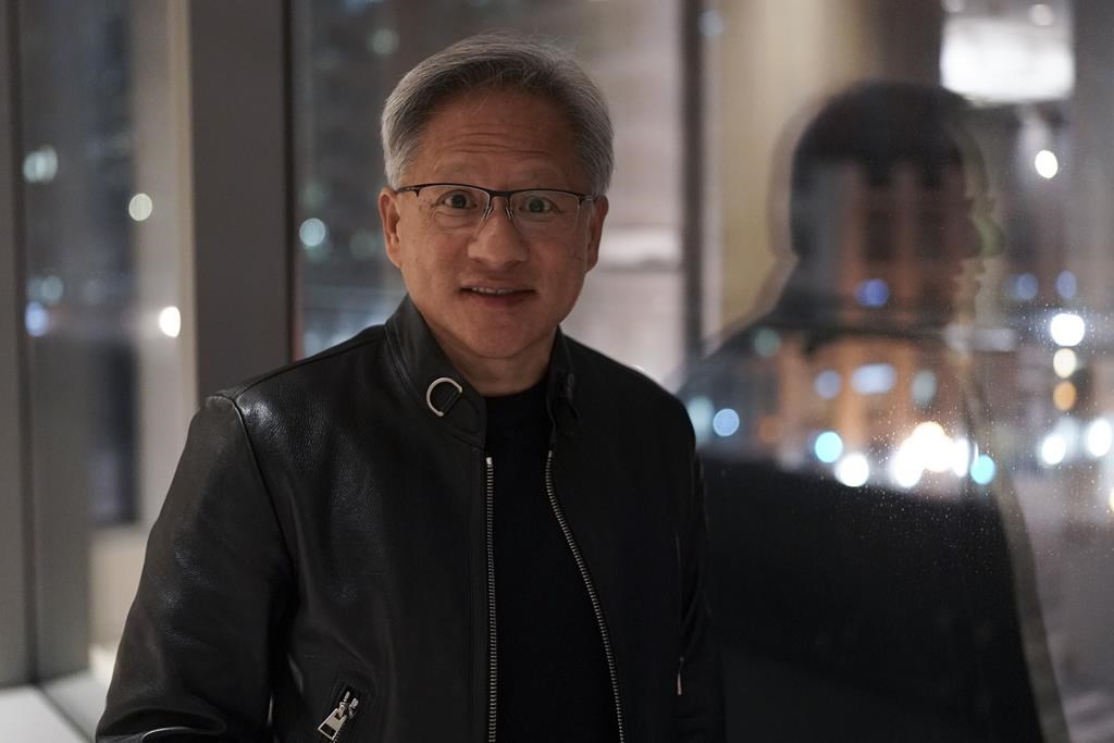 Nvidia co-founder, President and CEO Jensen Huang poses for a portrait in Toronto, on Thursday, Feb. 1, 2024. 